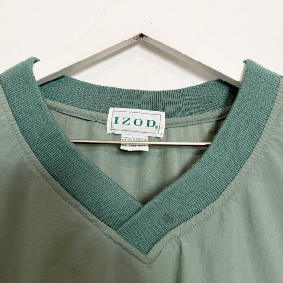 Izod Vintage V-Neck Pullover Nylon Golf Windbreaker Shirt Top Embroidered Vtg XL - Picture 5 of 7
